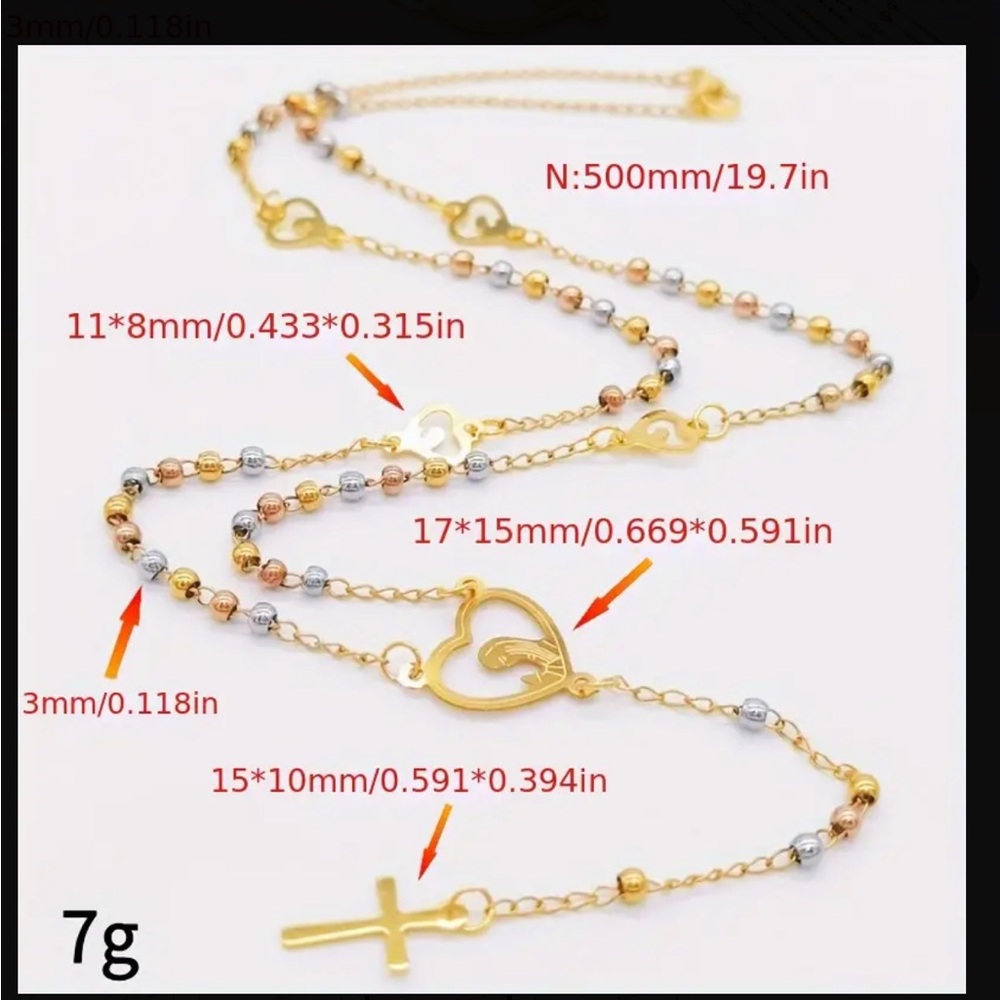 STAINLESS STEEL ROSARY NECKLACE - Picture 3 of 3